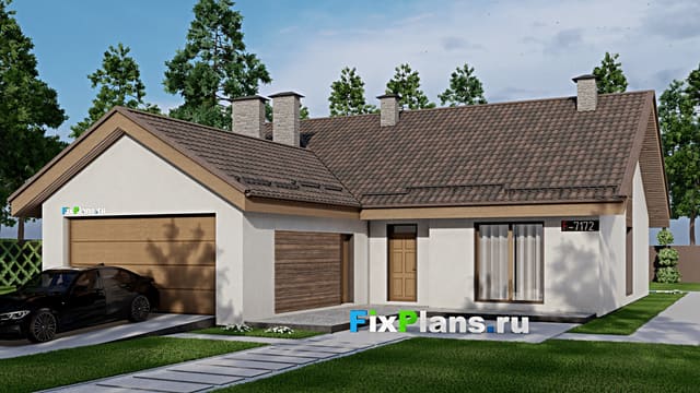 Одноэтажный дом с мансардой  F-7172
