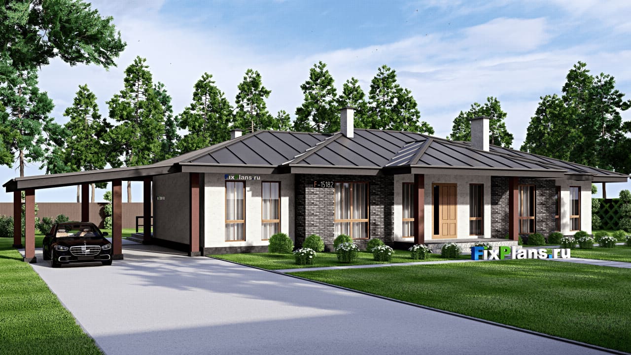 Одноэтажный дом F-15182 — фасад