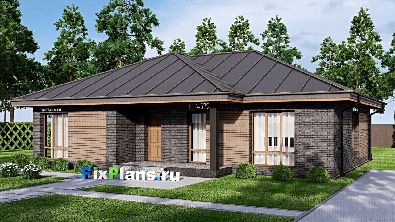Одноэтажный дом F-14579 — фасад