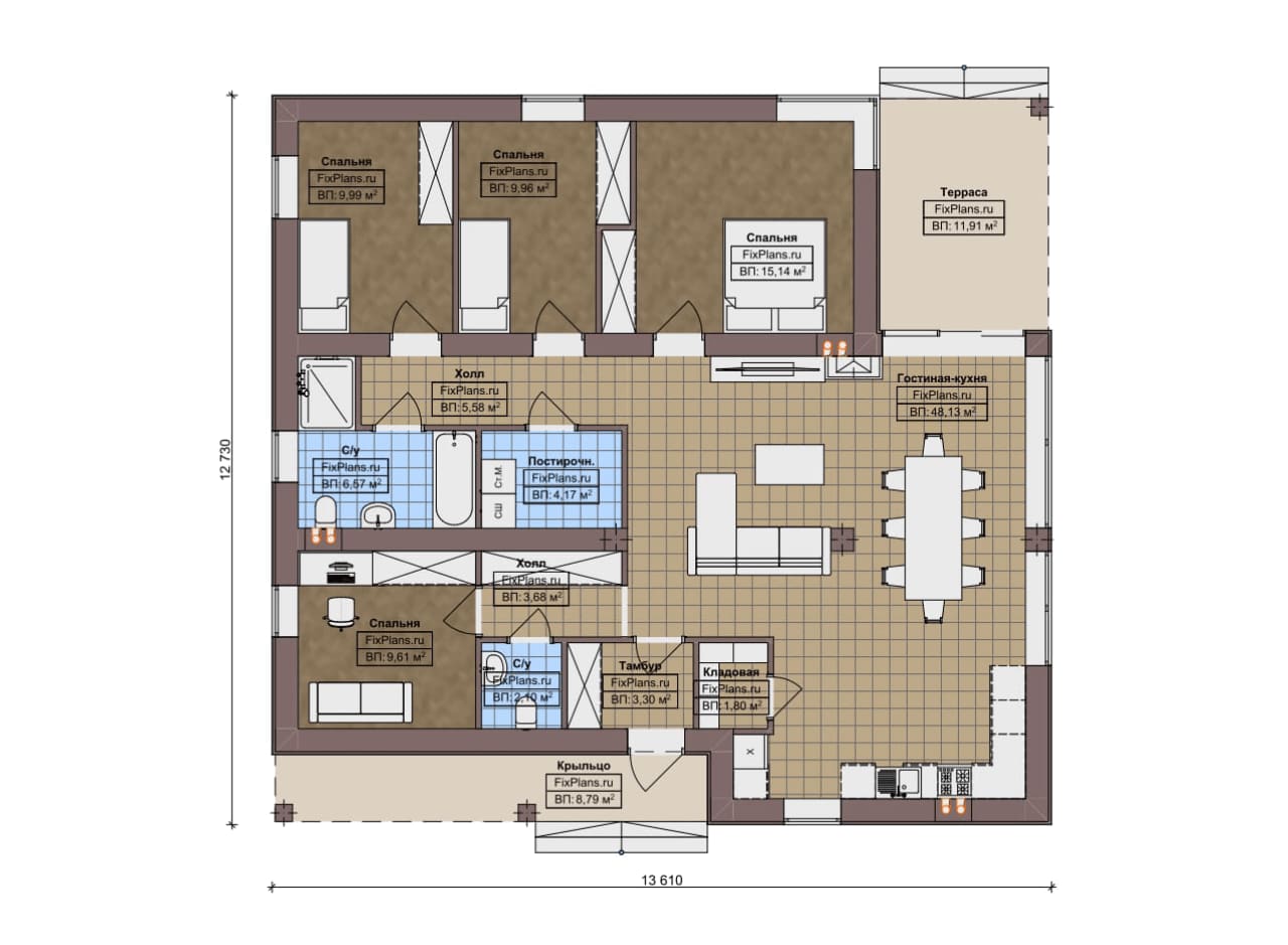 Планировка Одноэтажный дом F-15821