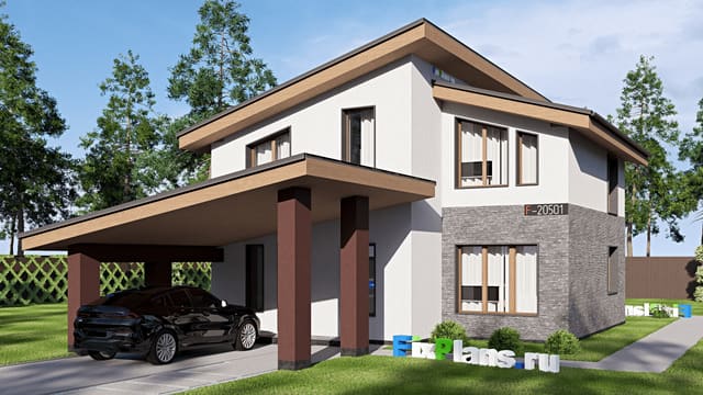 Одноэтажный дом с мансардой  F-20501